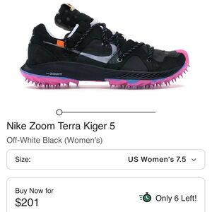 Nike x Off White Zoom Terra Kiger 5 Women's Shoes - Black and Pink